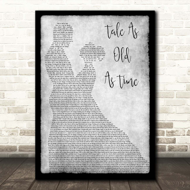 Celine Dion and Peabo Bryson Tale As Old As Time Grey Man Lady Dancing Song Lyric Print