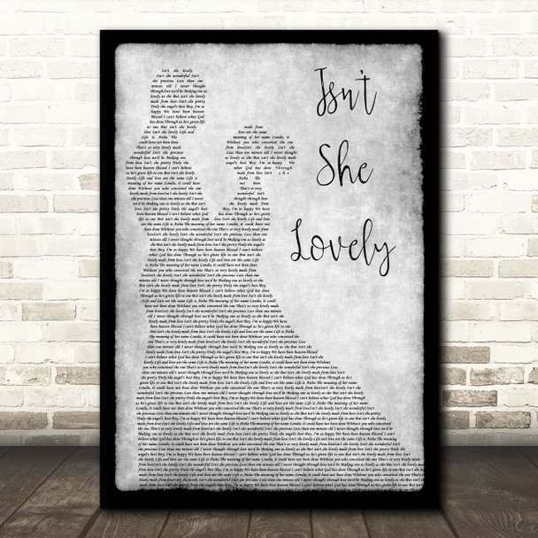 Stevie Wonder Isn't She Lovely Grey Man Lady Dancing Song Lyric Print