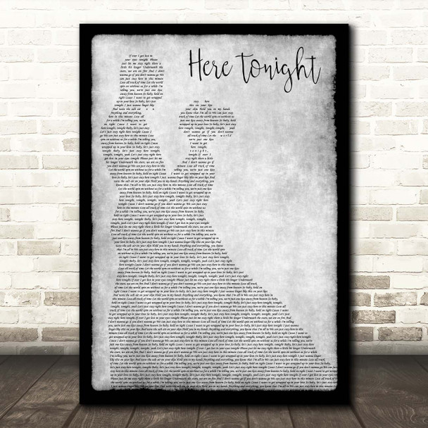 Brett Young Here Tonight Grey Man Lady Dancing Song Lyric Print