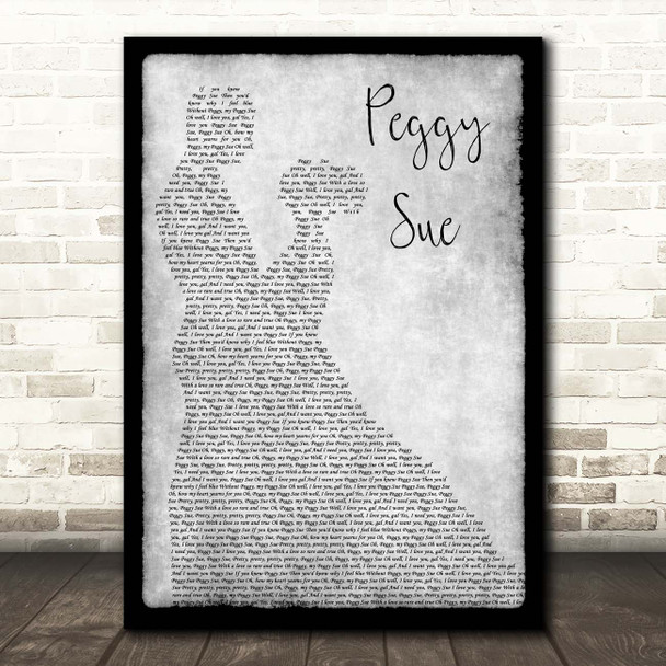 Buddy Holly Peggy Sue Grey Man Lady Dancing Song Lyric Print