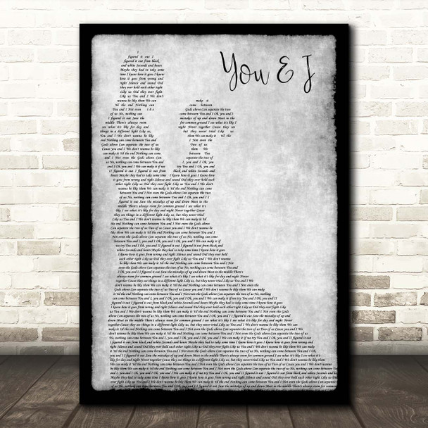 One Direction You & I Grey Man Lady Dancing Song Lyric Print