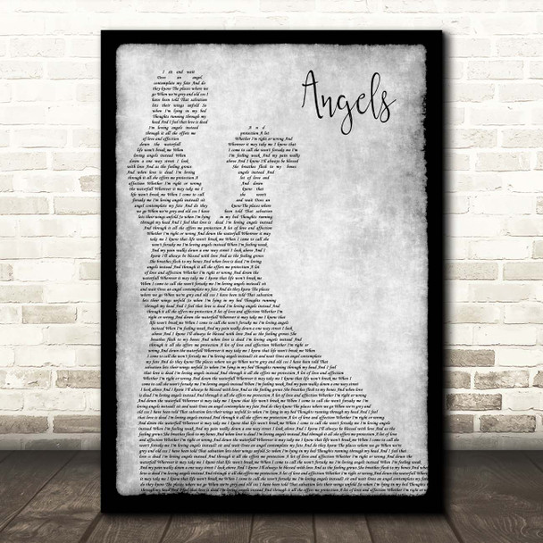 Robbie Williams Angels Grey Man Lady Dancing Song Lyric Print