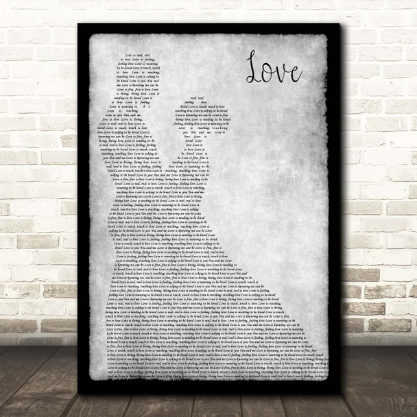 John Lennon Love Grey Man Lady Dancing Song Lyric Print