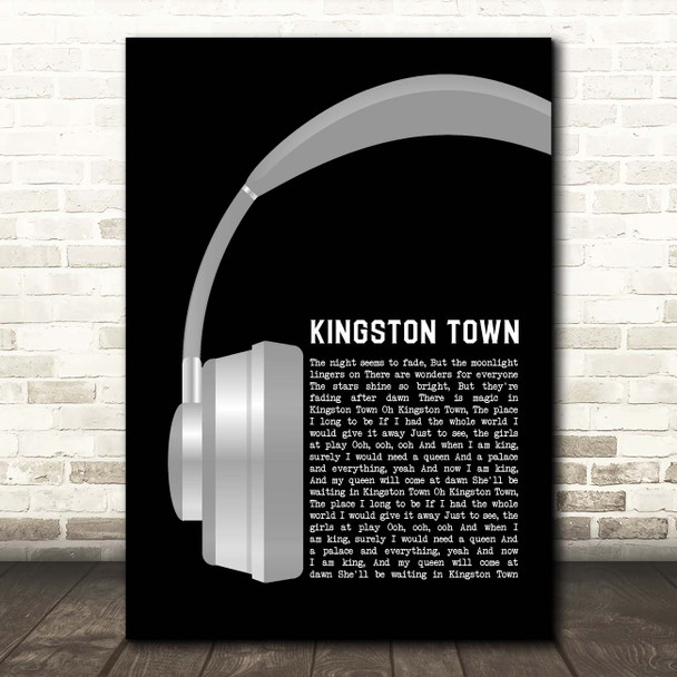 UB40 Kingston Town Grey Headphones Song Lyric Print