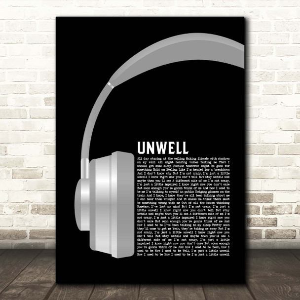 Matchbox 20 Unwell Grey Headphones Song Lyric Print