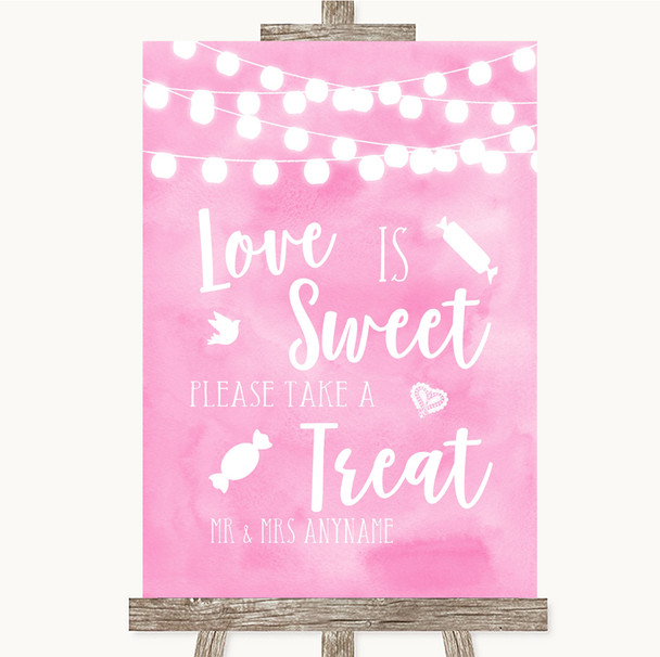 Baby Pink Lights Love Is Sweet Take A Treat Candy Buffet Wedding Sign