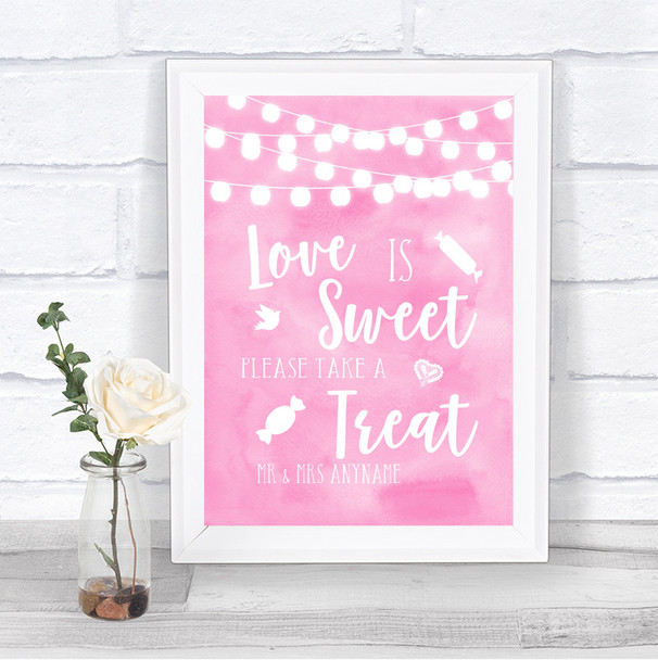 Baby Pink Lights Love Is Sweet Take A Treat Candy Buffet Wedding Sign