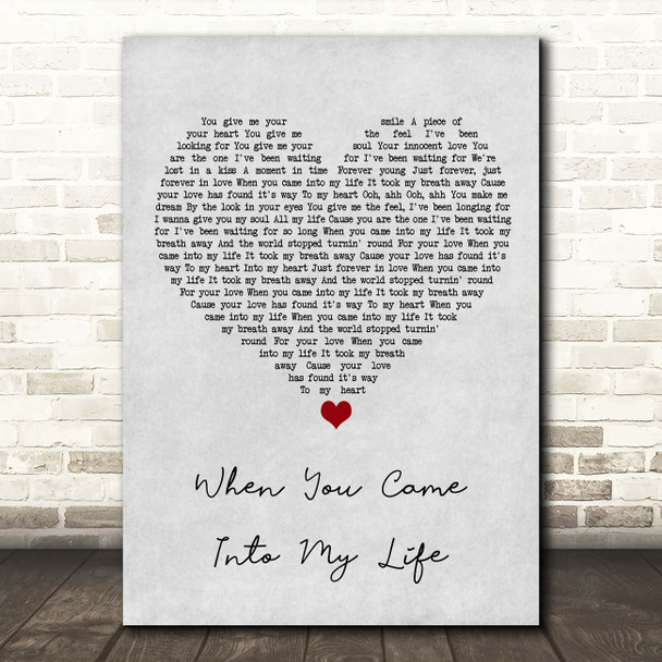 Scorpions When You Came Into My Life Grey Heart Song Lyric Print