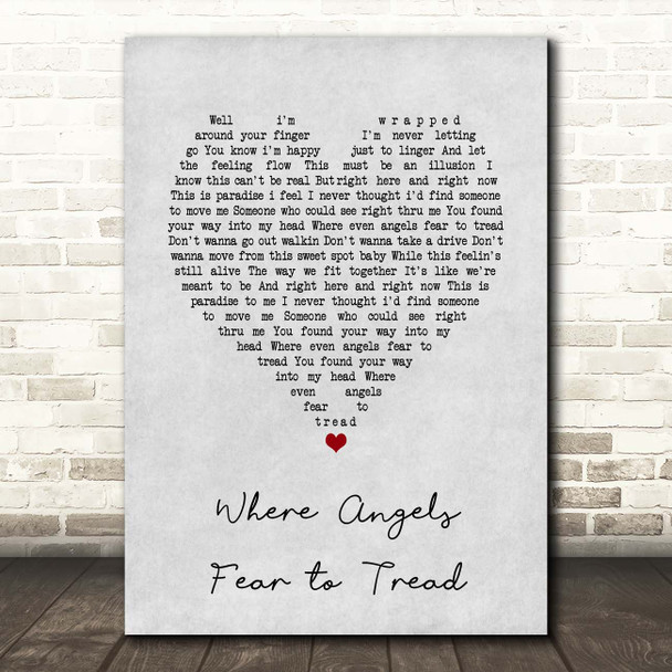 Bryan Adams Where Angels Fear to Tread Grey Heart Song Lyric Print