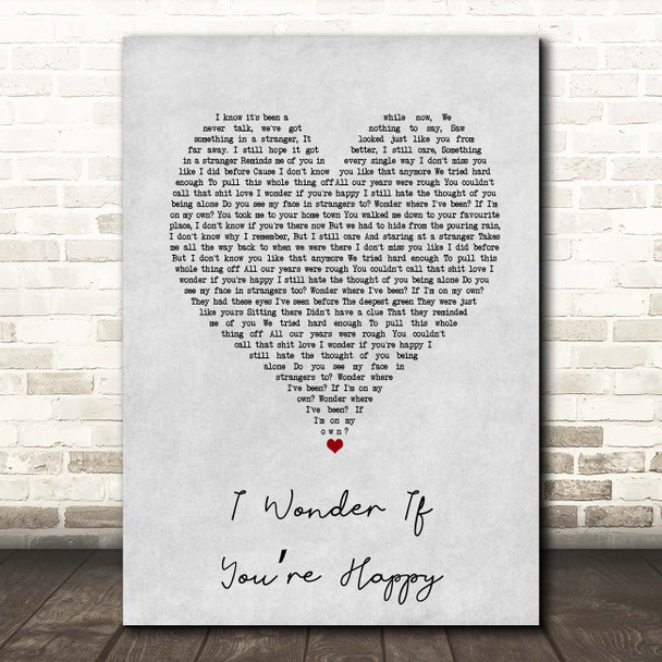 Rothwell I Wonder If Youre Happy Grey Heart Song Lyric Print