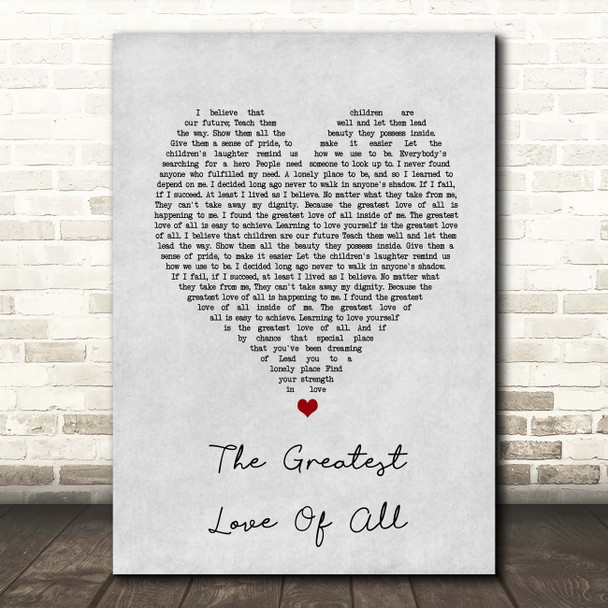 George Benson The Greatest Love Of All Grey Heart Song Lyric Print