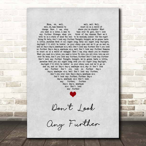 Dennis Edwards ft. Siedah Garrett Don't Look Any Further Grey Heart Song Lyric Print