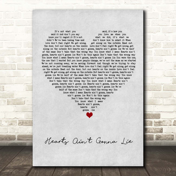 Arlissa Hearts Ain't Gonna Lie Grey Heart Song Lyric Print