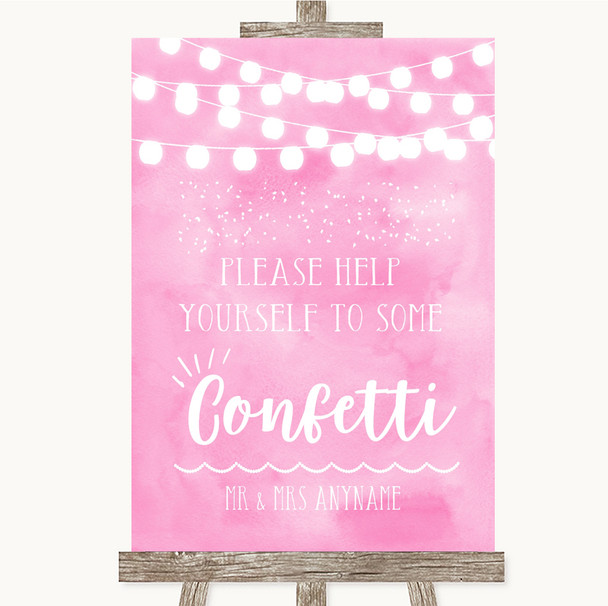 Baby Pink Watercolour Lights Take Some Confetti Personalized Wedding Sign