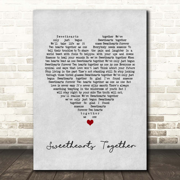 The Rolling Stones Sweethearts Together Grey Heart Song Lyric Print