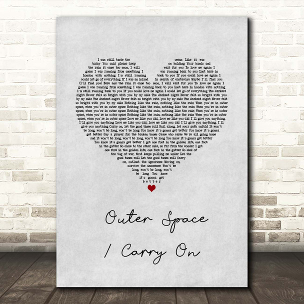 5 Seconds of Summer Outer Space Carry On Grey Heart Song Lyric Print