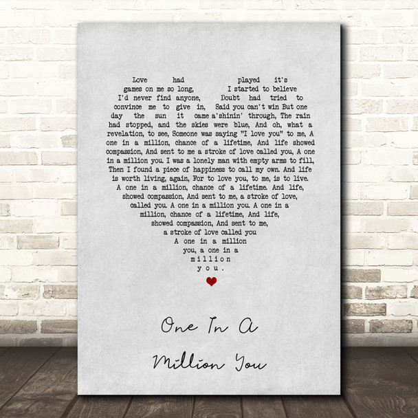 Lou Rawls One In A Million You Grey Heart Song Lyric Print