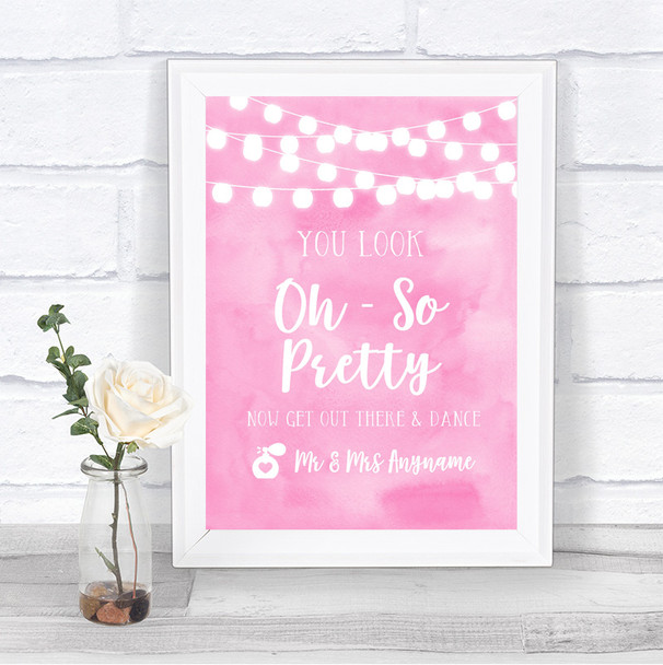 Baby Pink Watercolour Lights Toilet Get Out & Dance Personalized Wedding Sign