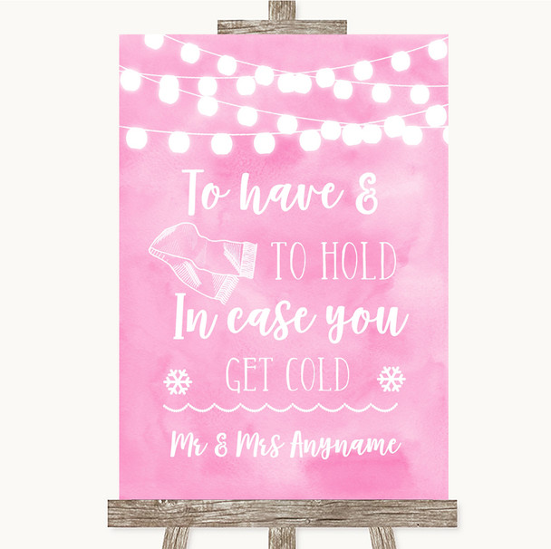 Baby Pink Watercolour Lights Wedding Blanket Scarf Personalized Wedding Sign