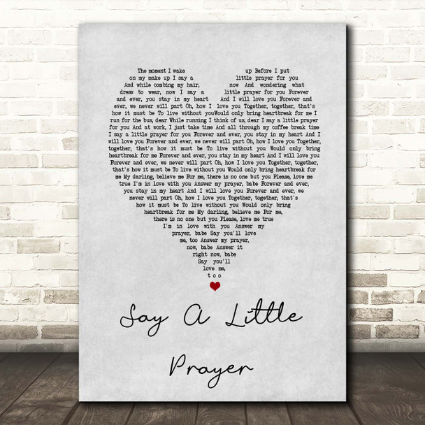 Bomb The Bass Say A Little Prayer Grey Heart Song Lyric Print