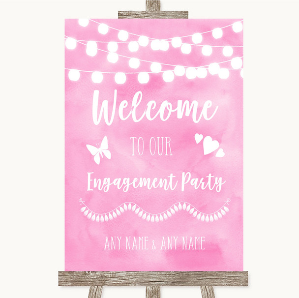 Baby Pink Watercolour Lights Welcome To Our Engagement Party Wedding Sign