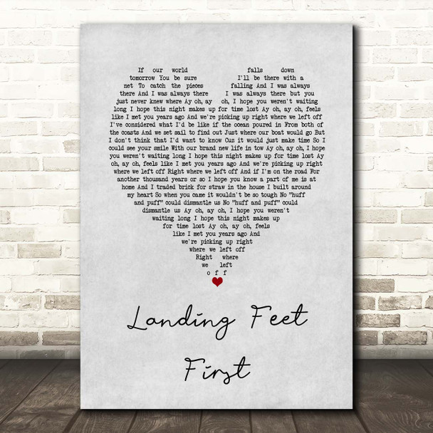 Bayside Landing Feet First Grey Heart Song Lyric Print