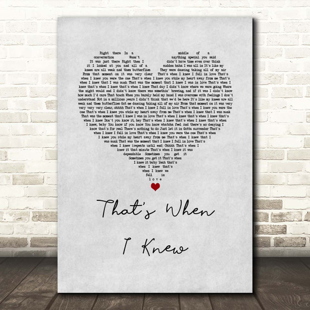 Alicia Keys That's When I Knew Grey Heart Song Lyric Print Alicia Keys That's When I Knew Grey Heart Song Lyric Print