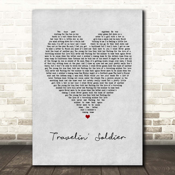 Dixie Chicks Travelin' Soldier Grey Heart Song Lyric Print