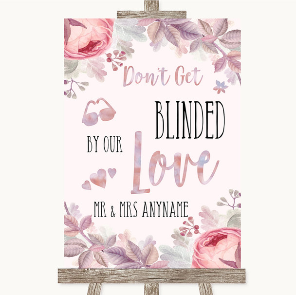 Blush Rose Gold & Lilac Don't Be Blinded Sunglasses Personalized Wedding Sign