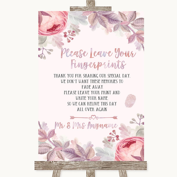 Blush Rose Gold & Lilac Fingerprint Guestbook Personalized Wedding Sign