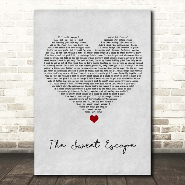 Gwen Stefani The Sweet Escape Grey Heart Song Lyric Print