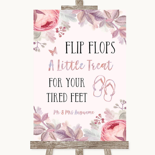 Blush Rose Gold & Lilac Flip Flops Dancing Shoes Personalized Wedding Sign