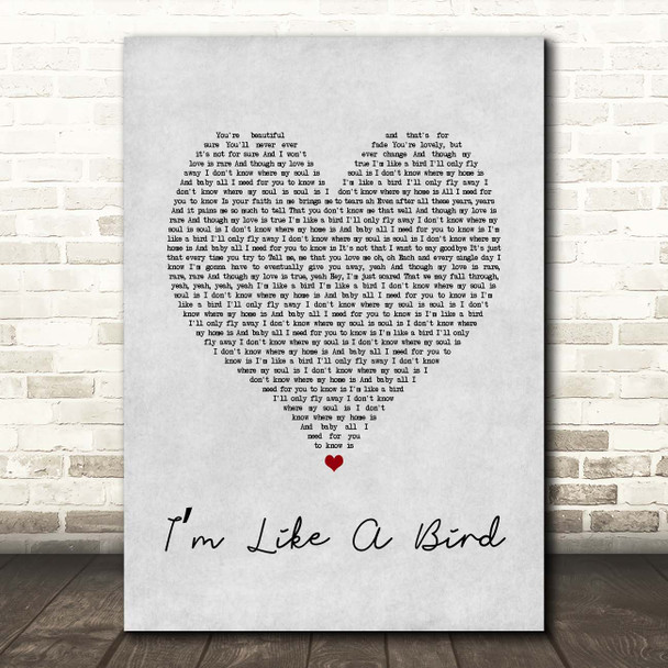 Nelly Furtado Im Like a Bird Grey Heart Song Lyric Print
