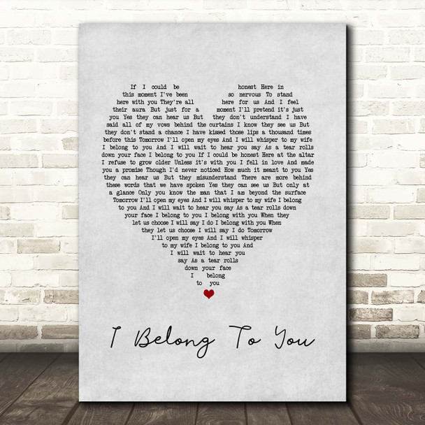 Jacob Lee I Belong to You Grey Heart Song Lyric Print