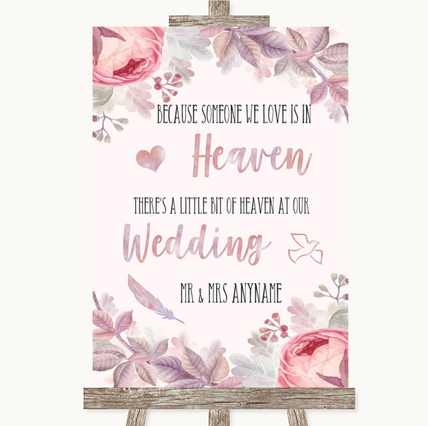 Blush Rose Gold & Lilac Heaven Loved Ones Personalized Wedding Sign