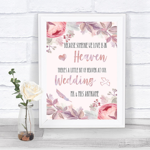 Blush Rose Gold & Lilac Heaven Loved Ones Personalized Wedding Sign