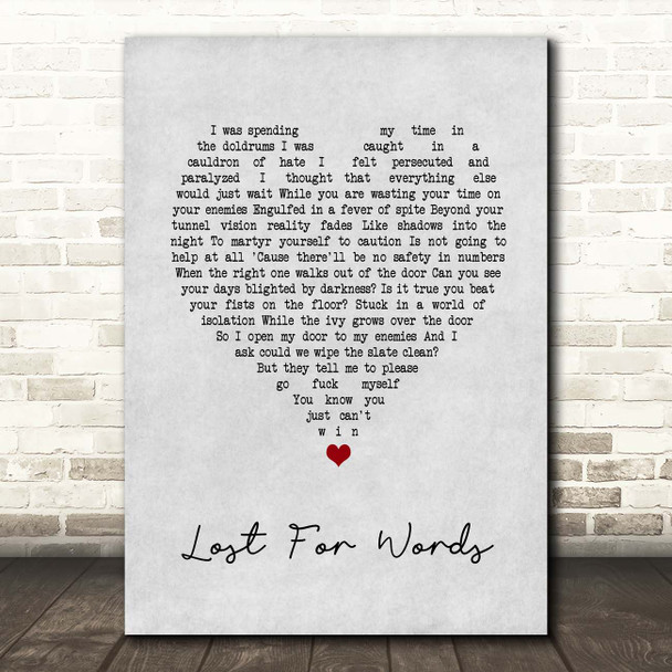 Pink Floyd Lost For Words Grey Heart Song Lyric Print