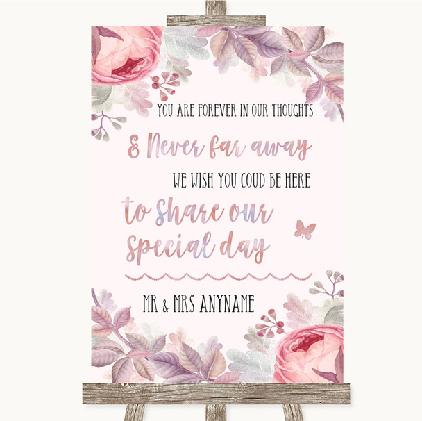 Blush Rose Gold & Lilac In Our Thoughts Personalized Wedding Sign