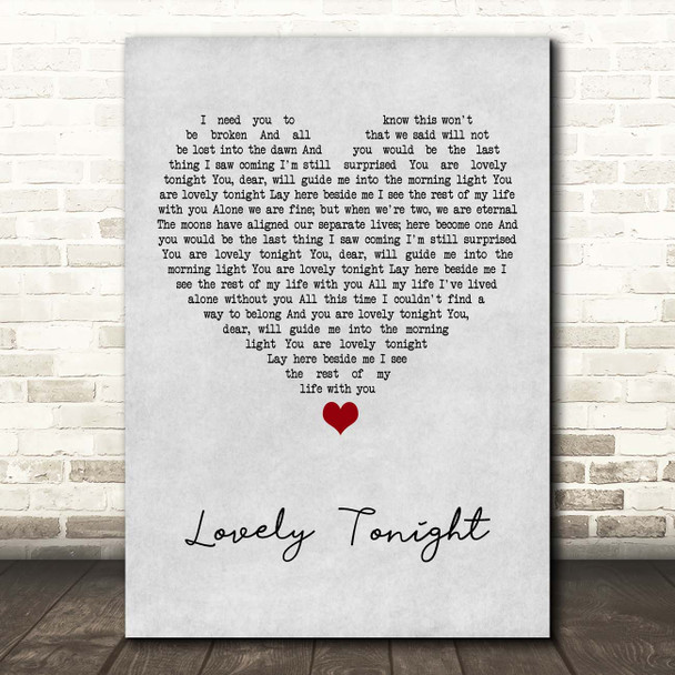 Joshua Radin Lovely tonight Grey Heart Song Lyric Print