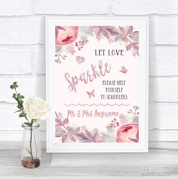 Blush Rose Gold & Lilac Let Love Sparkle Sparkler Send Off Wedding Sign