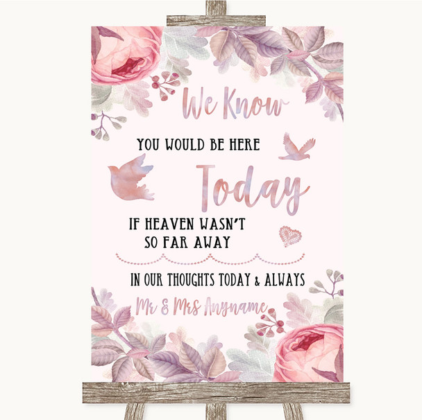 Blush Rose Gold & Lilac Loved Ones In Heaven Personalized Wedding Sign