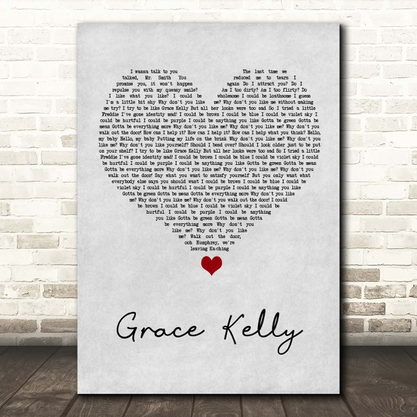 MIKA Grace Kelly Grey Heart Song Lyric Print