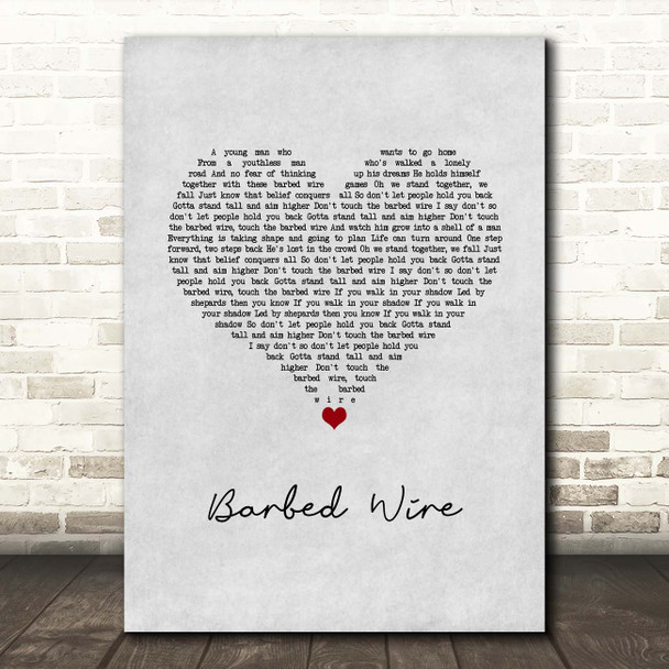 Tom Grennan Barbed Wire Grey Heart Song Lyric Print