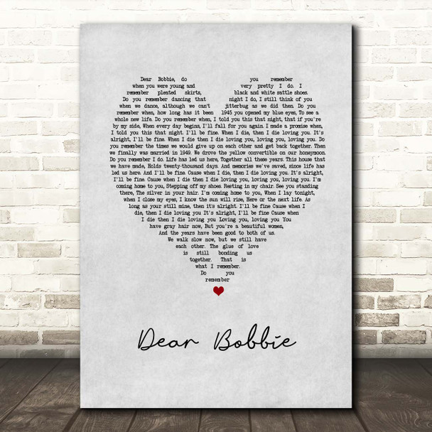 Yellowcard Dear Bobbie Grey Heart Song Lyric Print