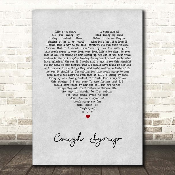 Young The Giant Cough Syrup Grey Heart Song Lyric Print