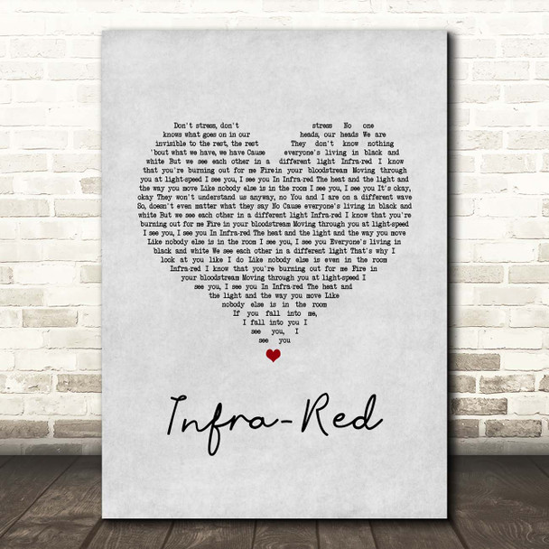 Three Days Grace Infra-Red Grey Heart Song Lyric Print