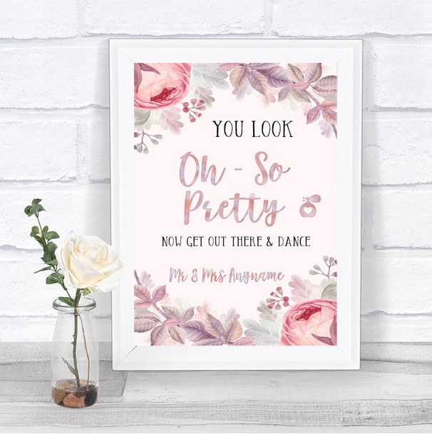 Blush Rose Gold & Lilac Toilet Get Out & Dance Personalized Wedding Sign