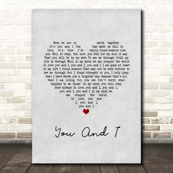 George Michael You And I Grey Heart Song Lyric Print