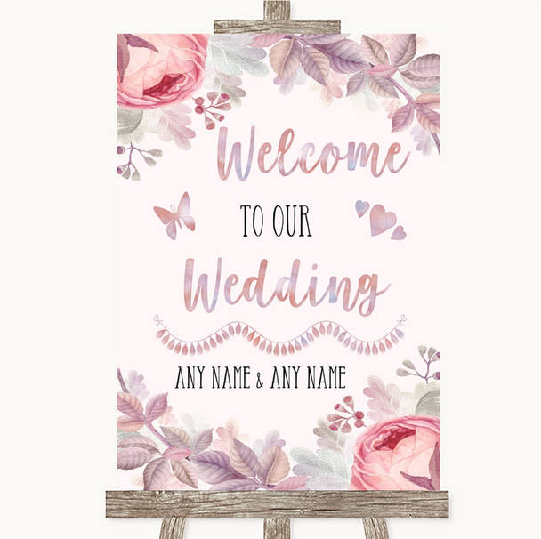 Blush Rose Gold & Lilac Welcome To Our Wedding Personalized Wedding Sign