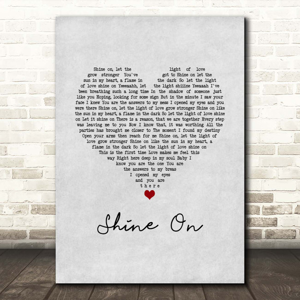 Degrees of Motion Shine On Grey Heart Song Lyric Print